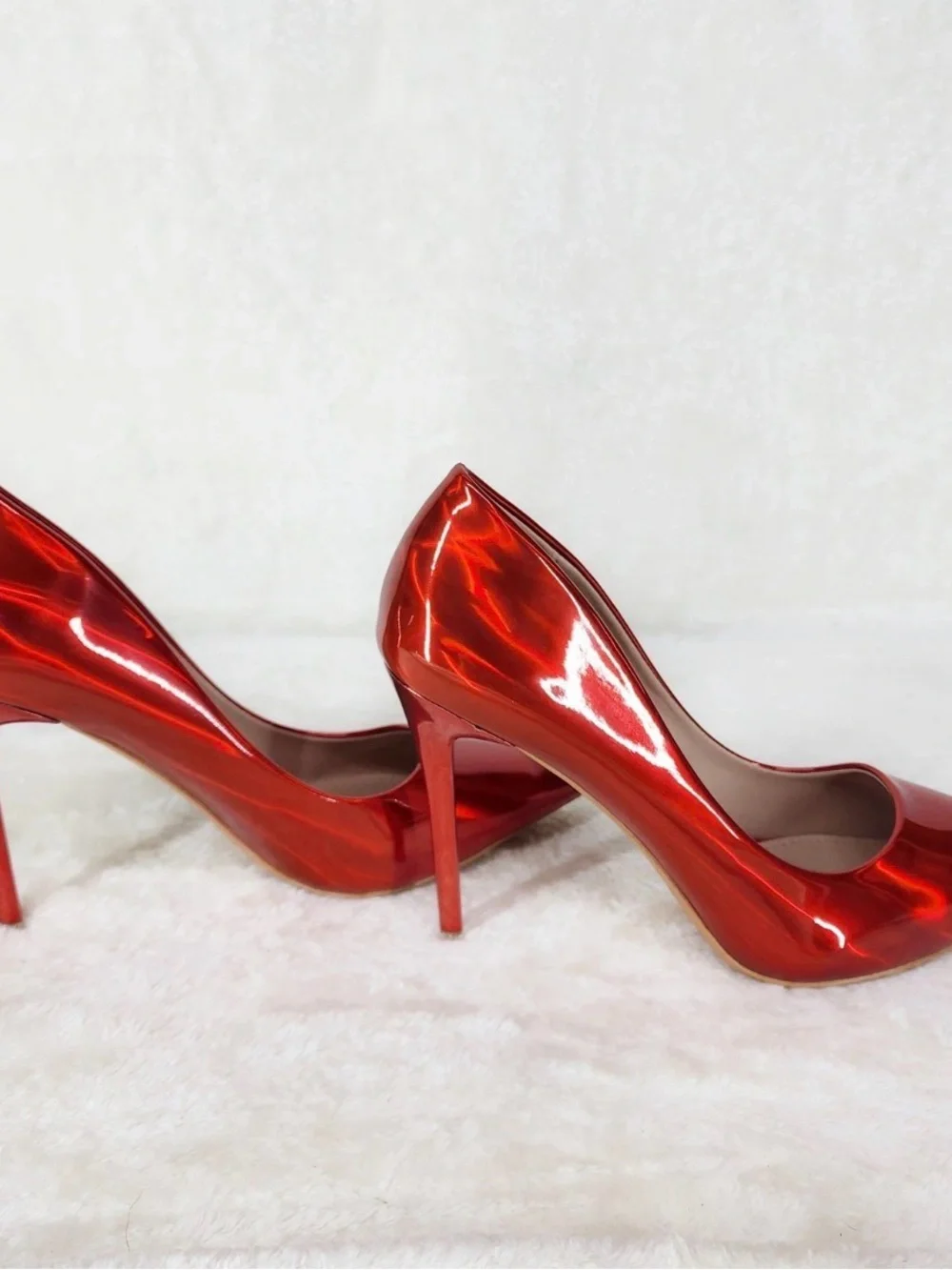 Red Iridescent Pointed-Toe High Heels - Women Accessories